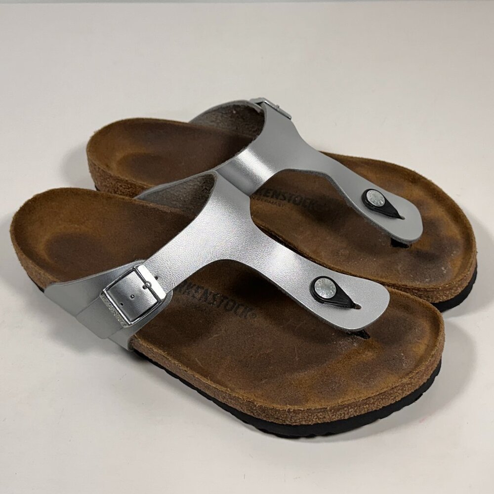 Birkenstock Gizeh Silver Thong Strap Sandals Women Size 41 / L 10